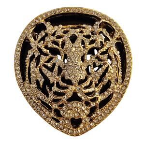 Tiger Rhinestones Gold n Black Brouch Pin. Mobwife. Unique. Standout. StylishMom
